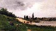 Charles-Francois Daubigny Washerwomen on the Riverbank China oil painting reproduction